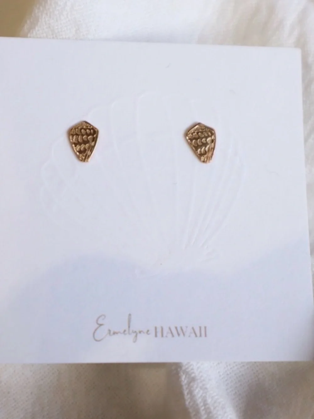 Emelyne Hawaii Gold Cone Shell 🐚 Textured Mini Stud Earrings